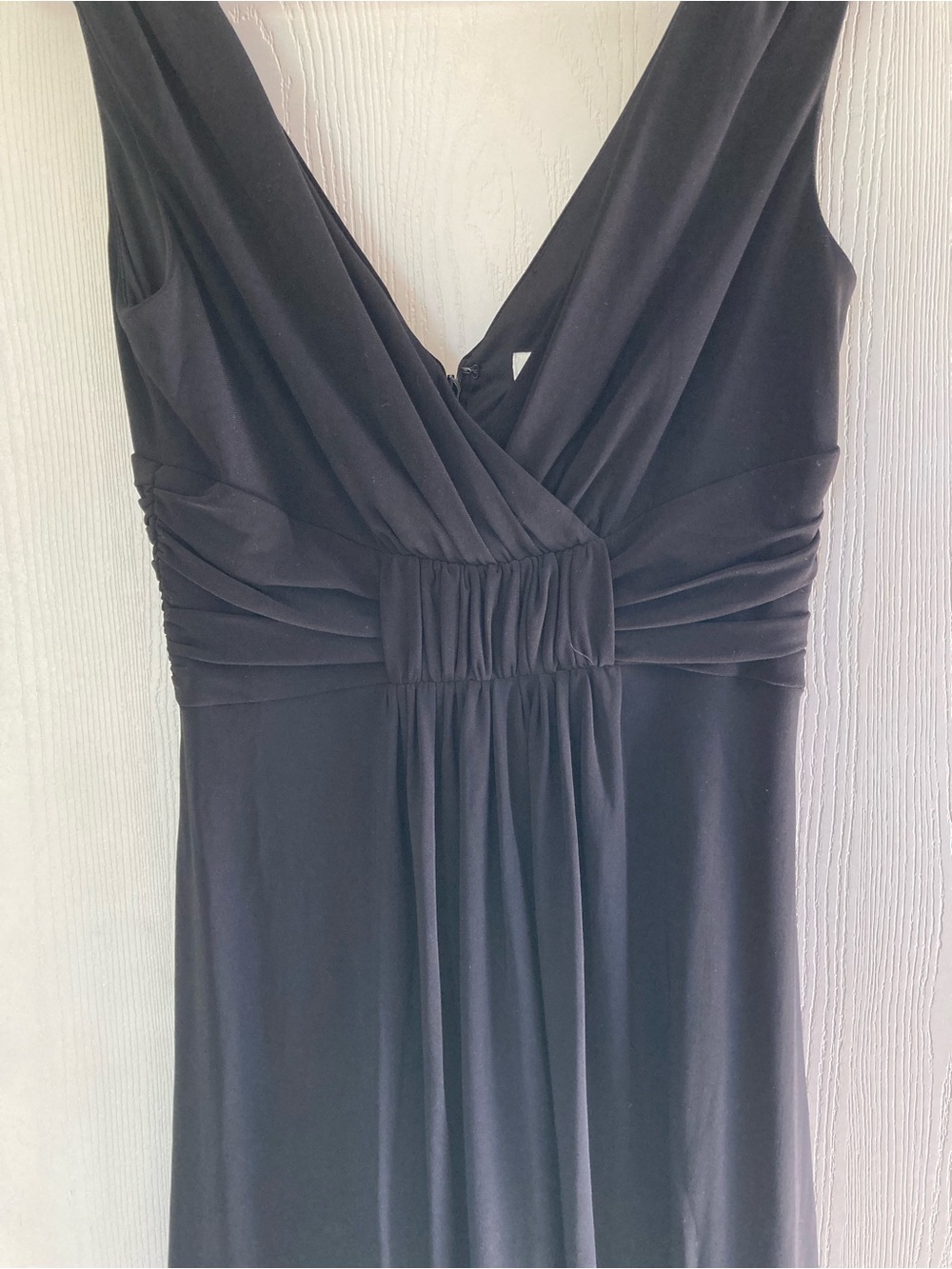White House Black Market Black V-Neck Ruched Waist Maxi Dress